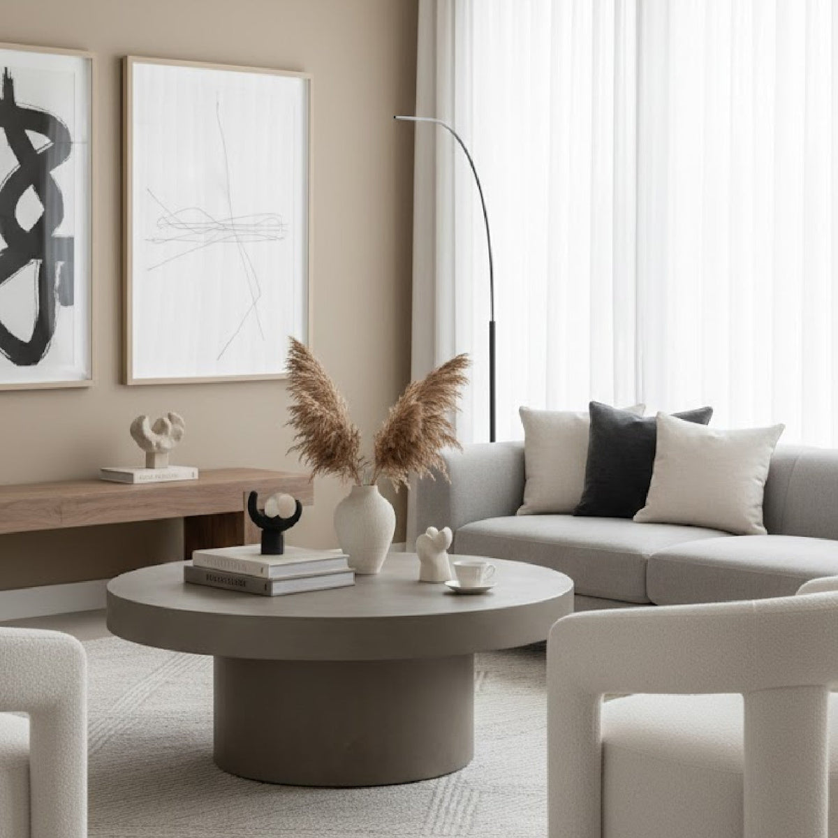 Round Concrete Coffee Table | OROA Modern Morley | Oroa.com