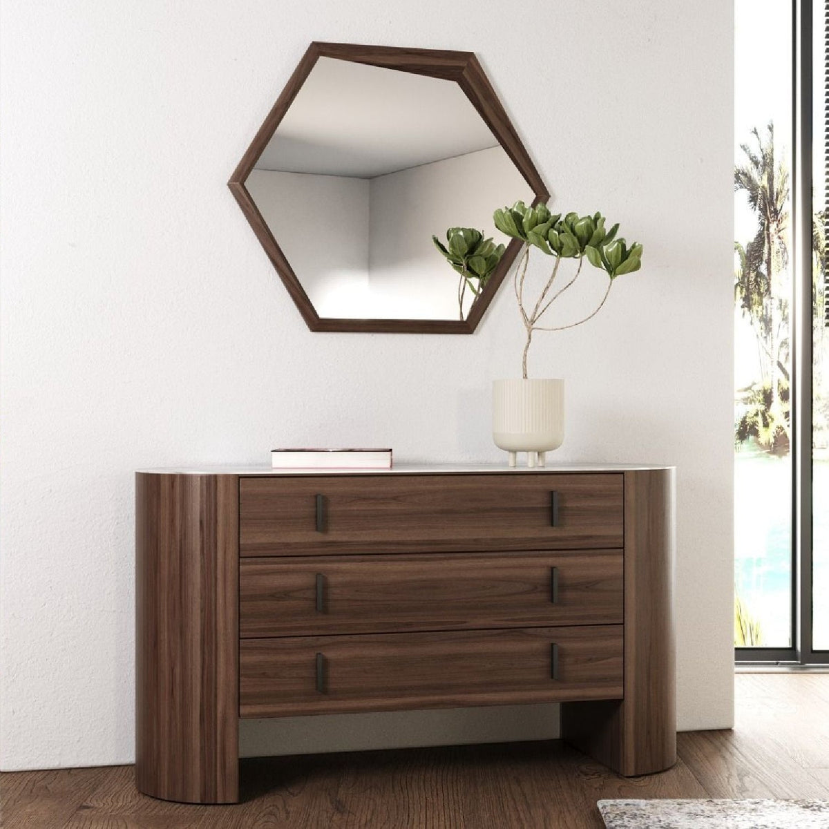 Walnut Veneer 3-Drawer Dresser | OROA Modern Chelton