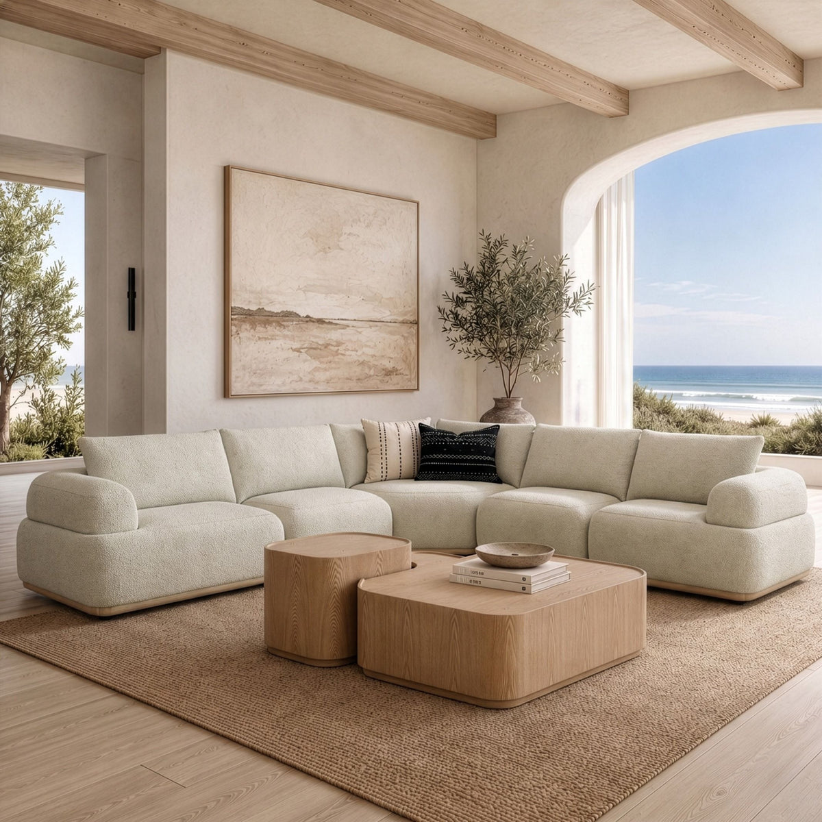 Off-White Contemporary Sectional Sofa | OROA Modern Evans