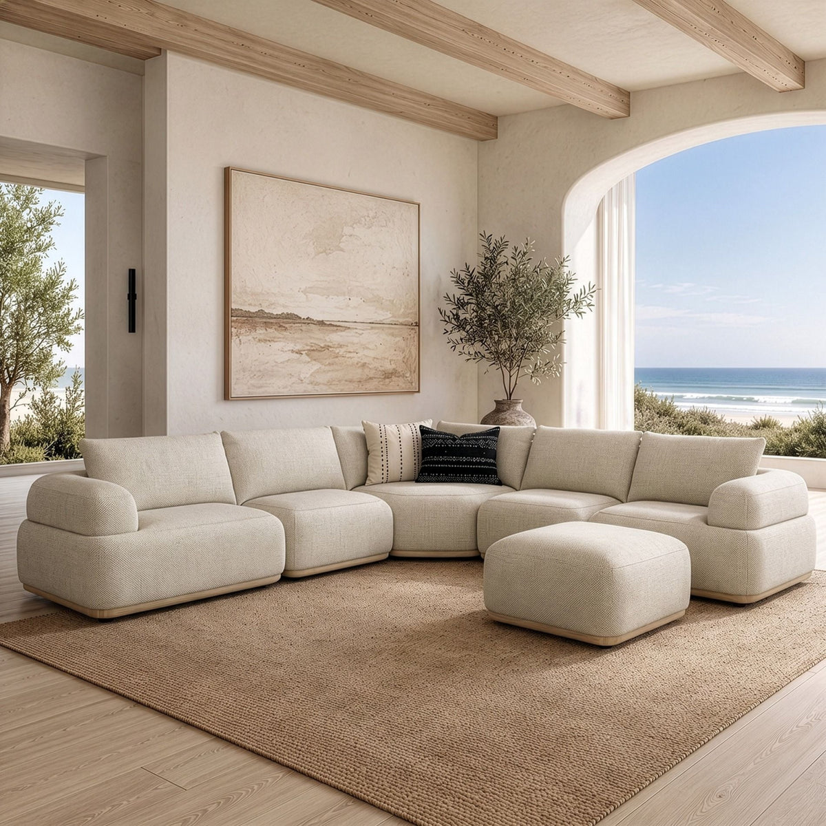Off-White Contemporary Sectional Sofa | OROA Modern Evans