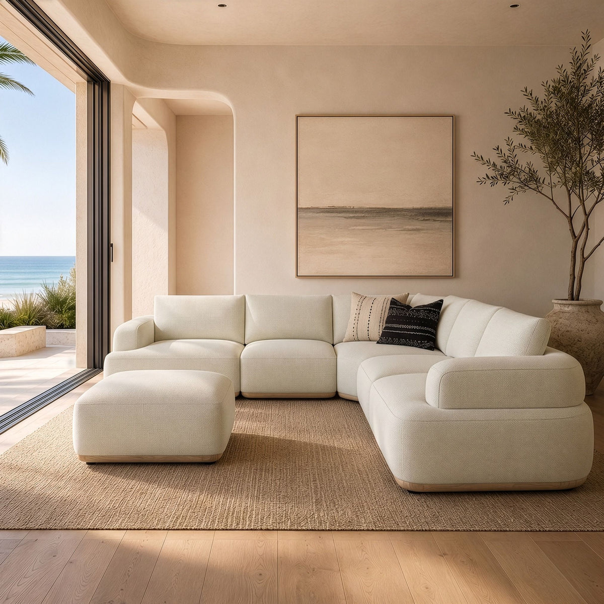 Off-White Contemporary Sectional Sofa | OROA Modern Evans