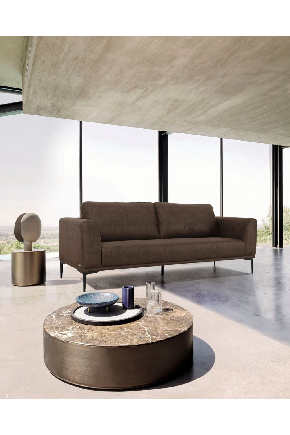 Brown Fabric Loveseat | OROA Modern Jada | Oroa.com