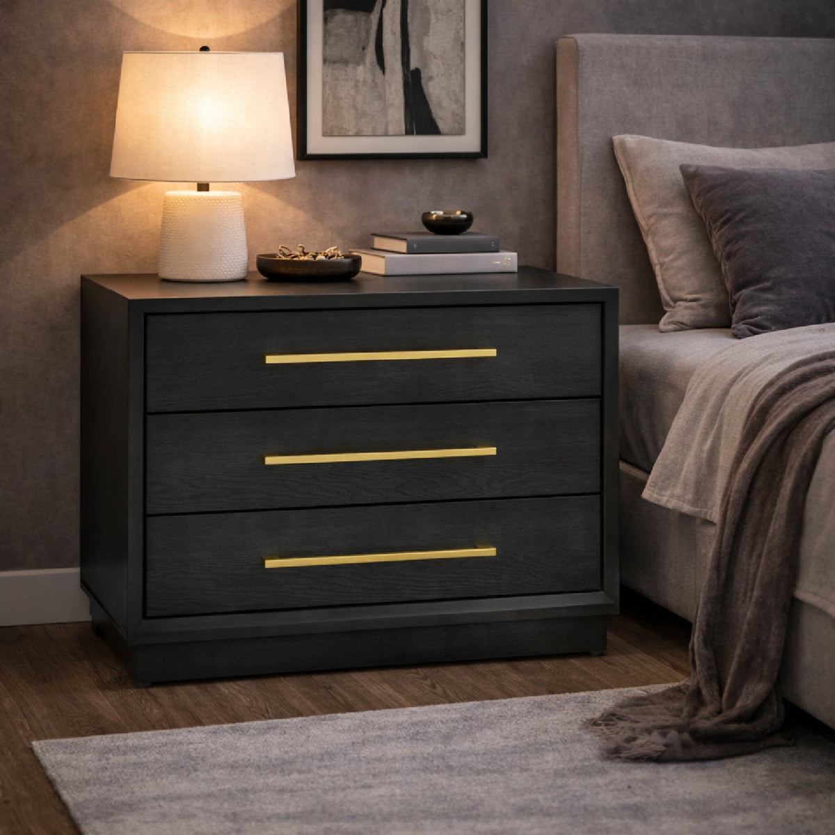 Wash Gray 2-Drawer Nightstand | OROA Modern Manhattan