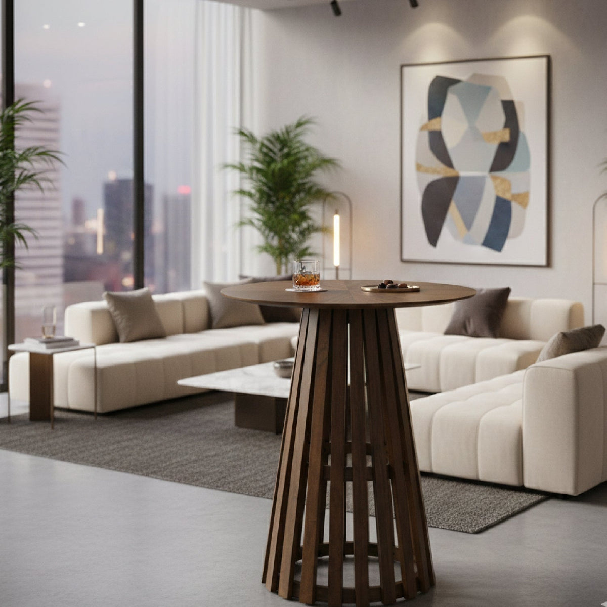 Round Walnut Bar Table | OROA Modern Weiss