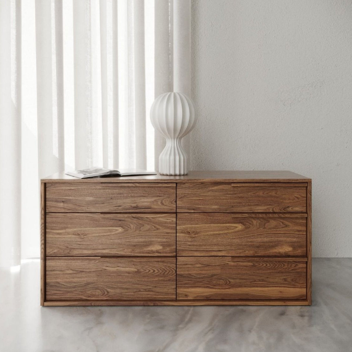 6-Drawer Walnut Veneer Dresser | OROA Modern Amberlie