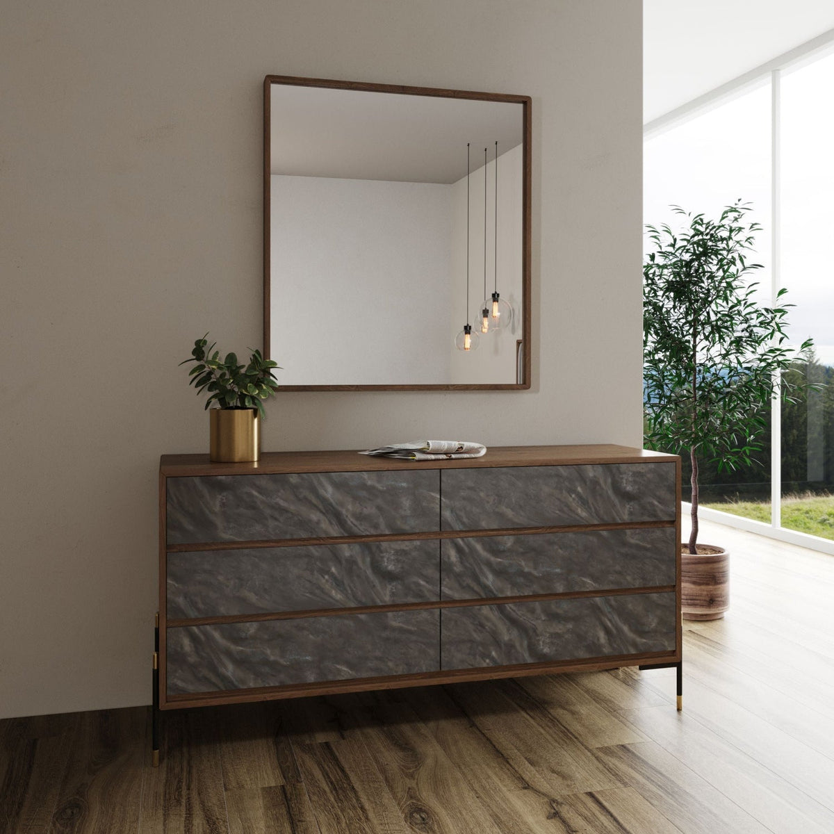 Volcanic Slate 6-Drawer Dresser | OROA Modern Metcalf