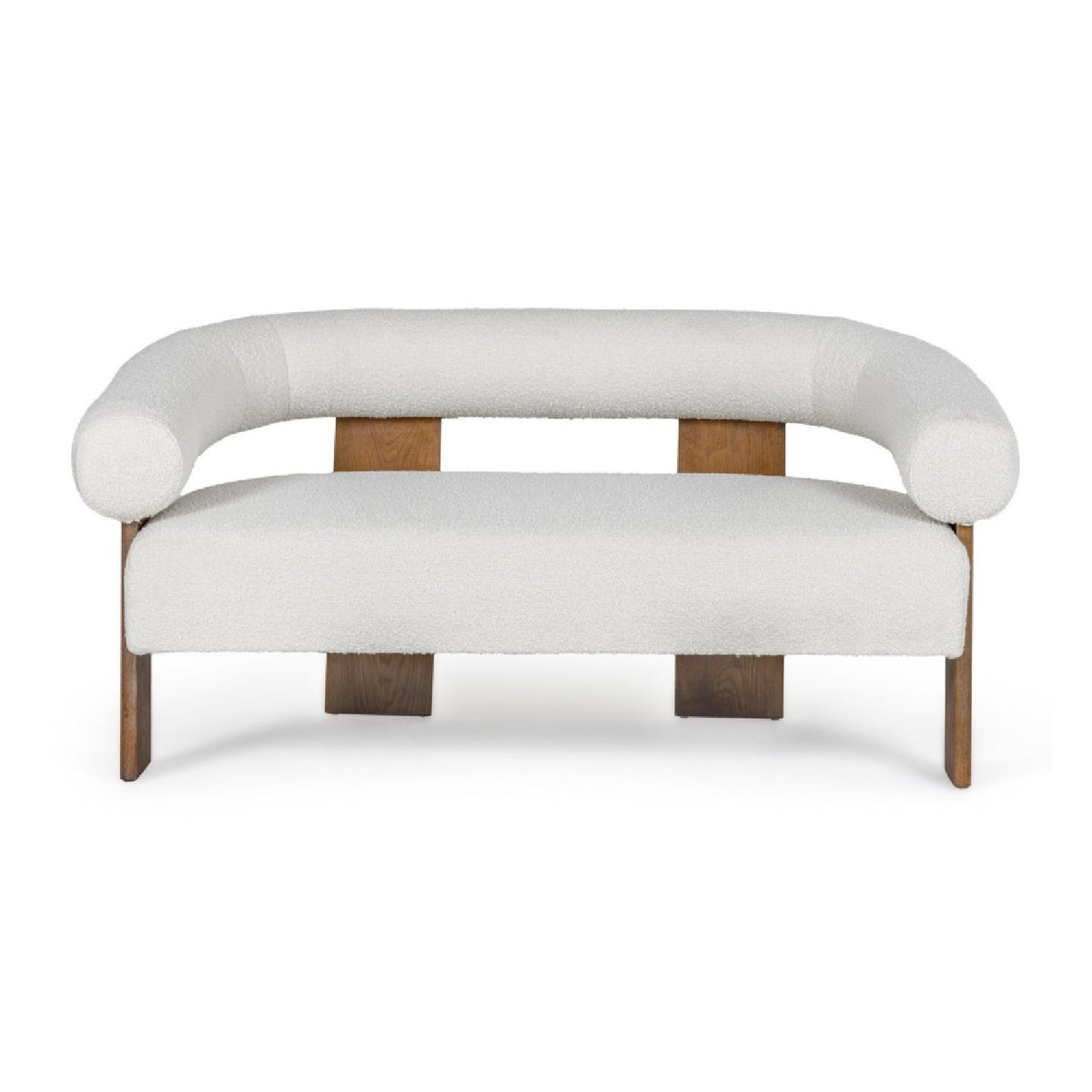 Oak-Framed White Loveseat | OROA Modern Aledo
