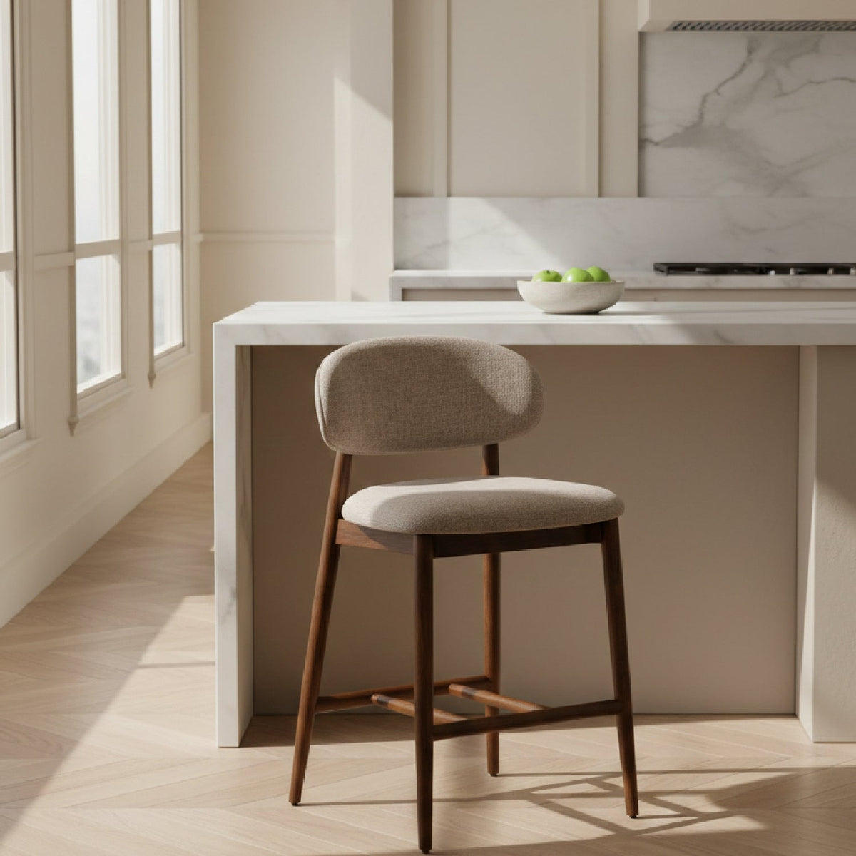 Beige Linen Counter Chair | OROA Modern Blum