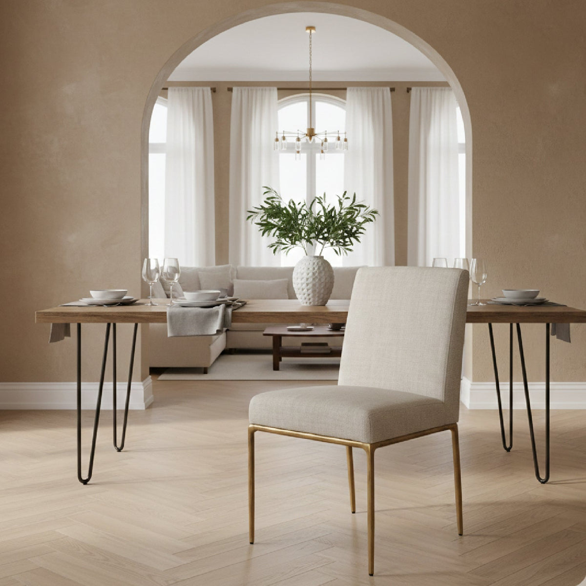 Linen Upholstered Dining Chair | OROA Modern Beasley
