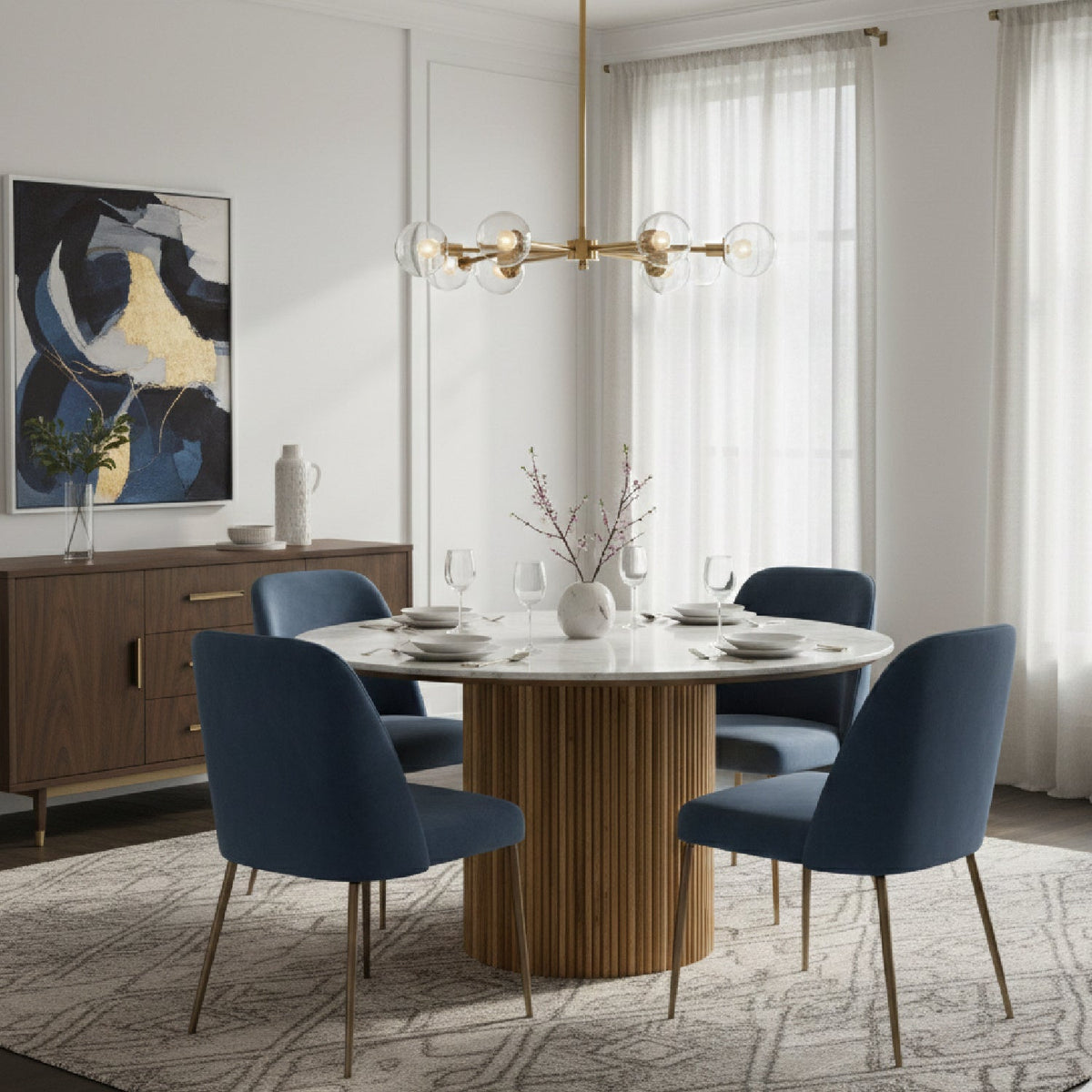 Round White Marble Dining Table | OROA Modern Shirley
