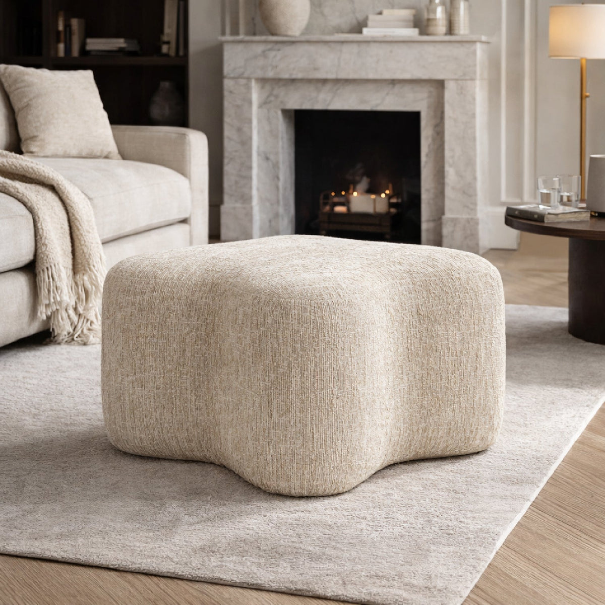 Beige Curved Ottoman | OROA Modern Spiro | Oroa.com