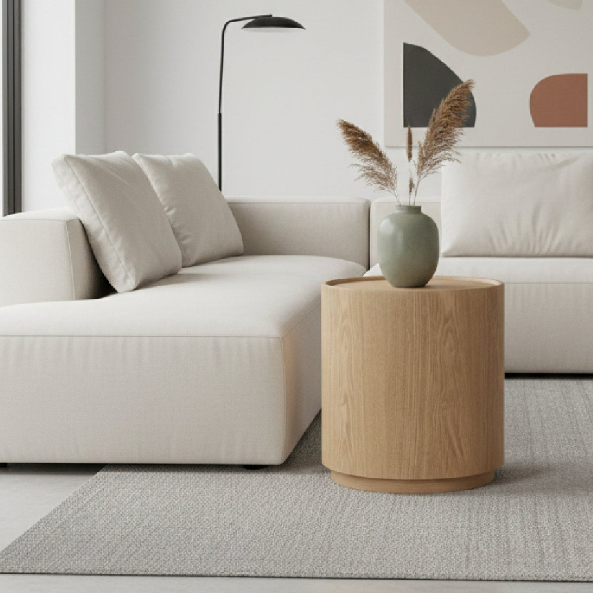 Natural Ash Round End Table | OROA Modern Quillen