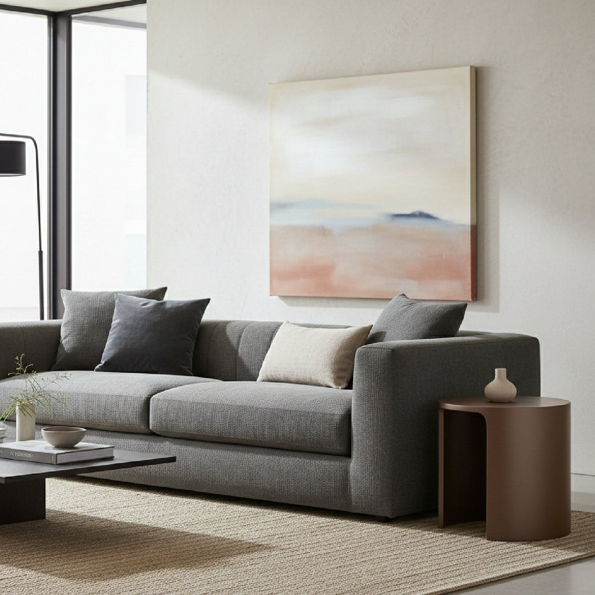 Olive Brown Round End Table | OROA Modern Laura