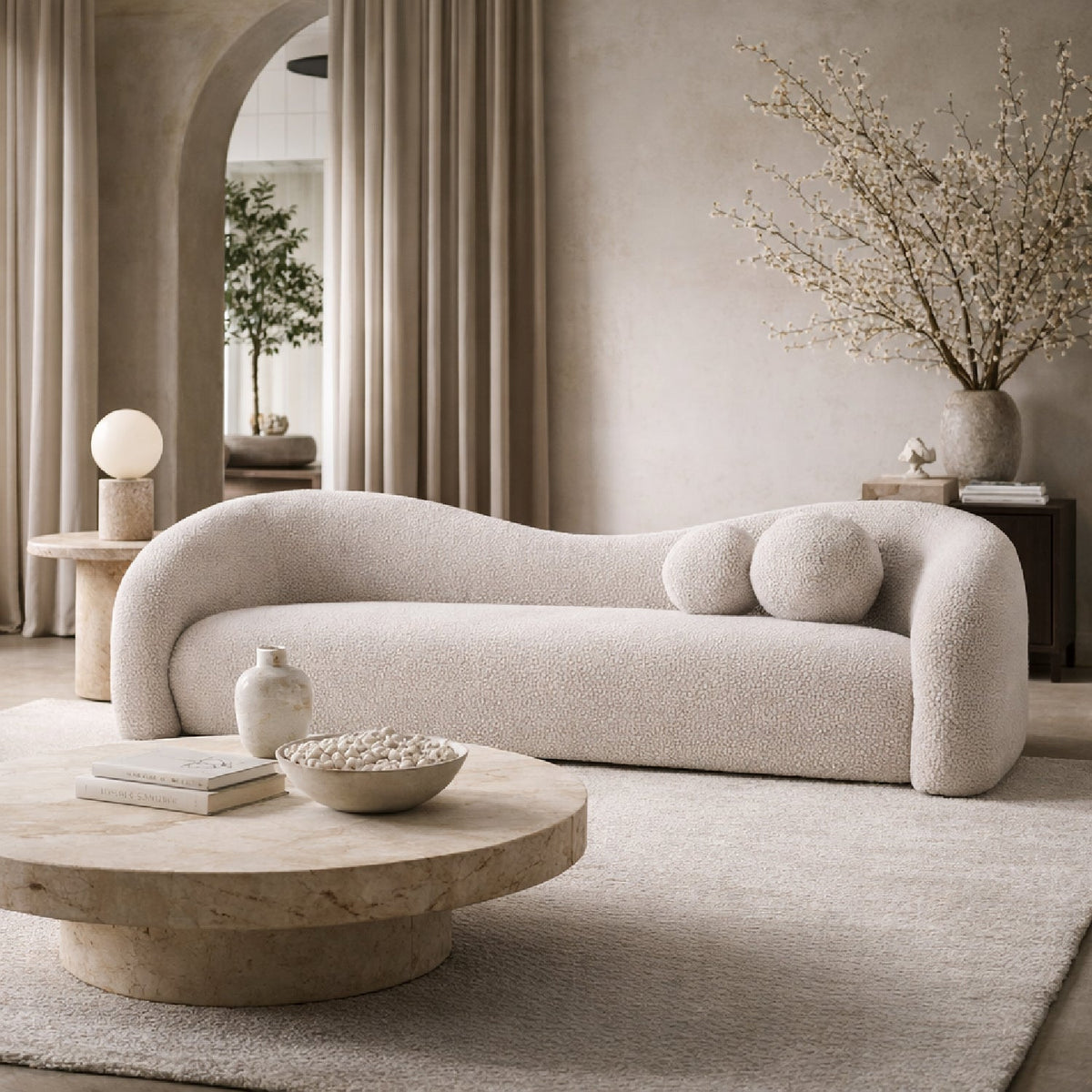 Wavy Back 4-Seater Sofa | OROA Modern Calico