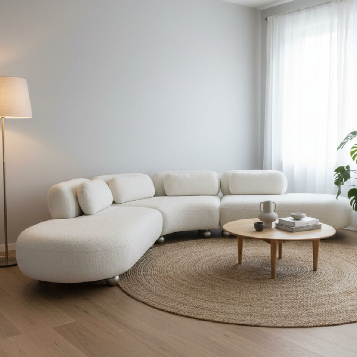 White Curved Modular Sofa | OROA Modern Gilbert