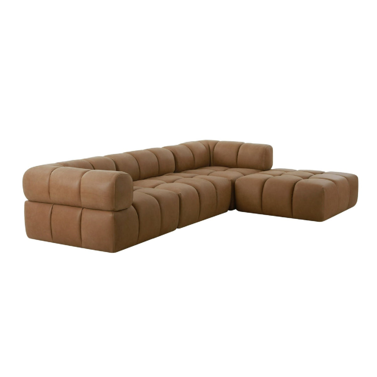 Brown Leather Modular Corner Sofa | OROA Modern Everest