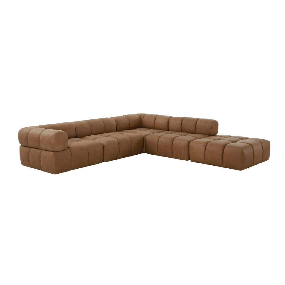 Brown Leather Modular Corner Sofa | OROA Modern Everest