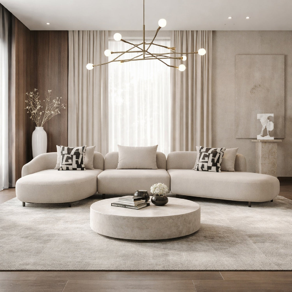 Beige Free-form Sectional Sofa | OROA Modern Marge