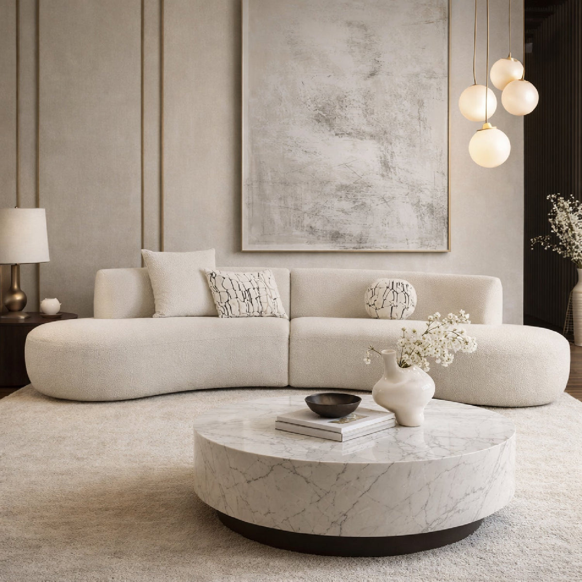 Curved Symmetrical Sectional Sofa | OROA Modern Weldon