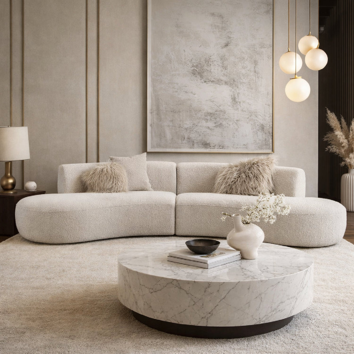 Curved Symmetrical Sectional Sofa | OROA Modern Weldon