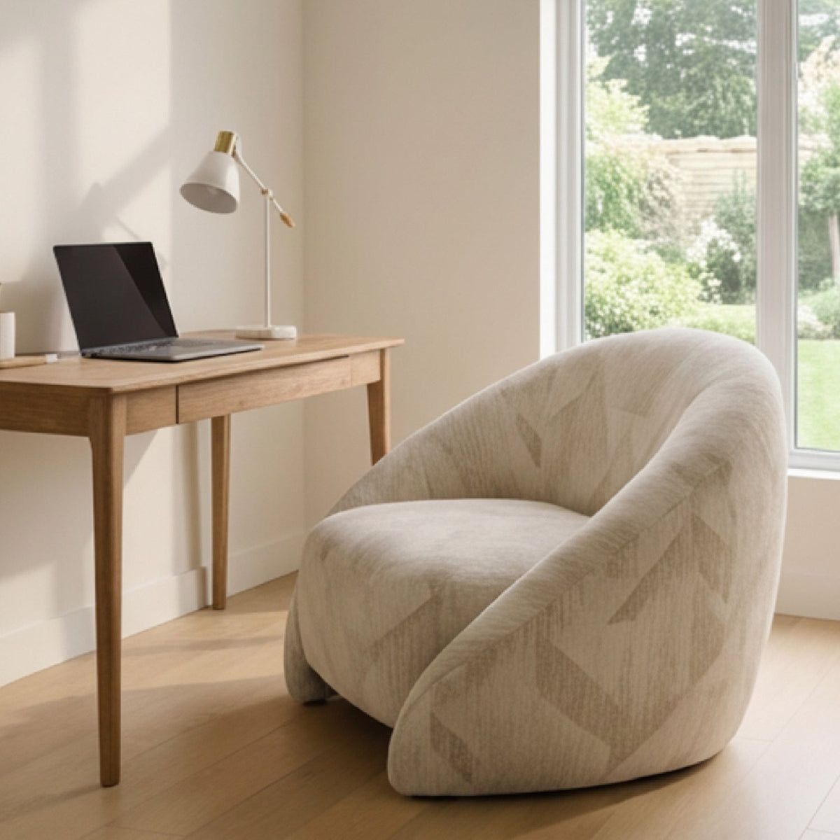 Beige Patterned Fabric Accent Chair | OROA Modern Gentle