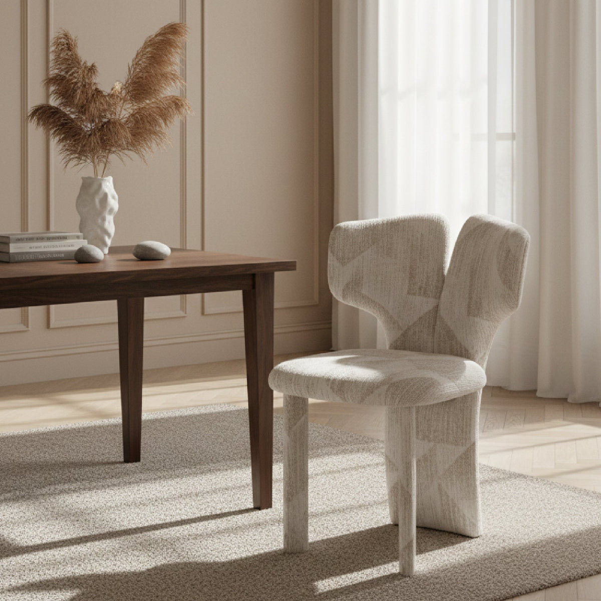 Beige Patterned Dining Chairs (2) | OROA Modern Masuda