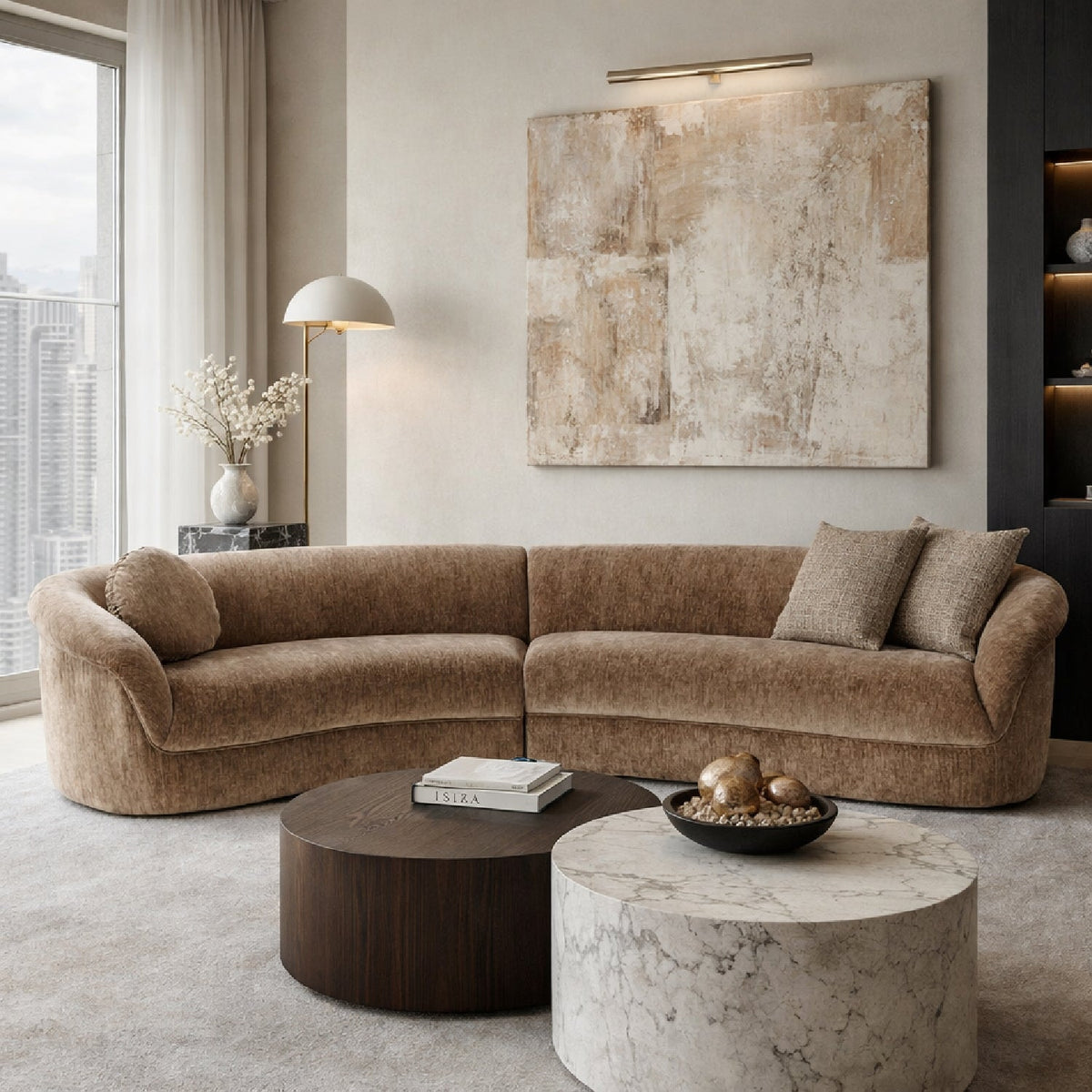 Brown Curved Sectional Sofa | OROA Modern Sheth | Oroa.com