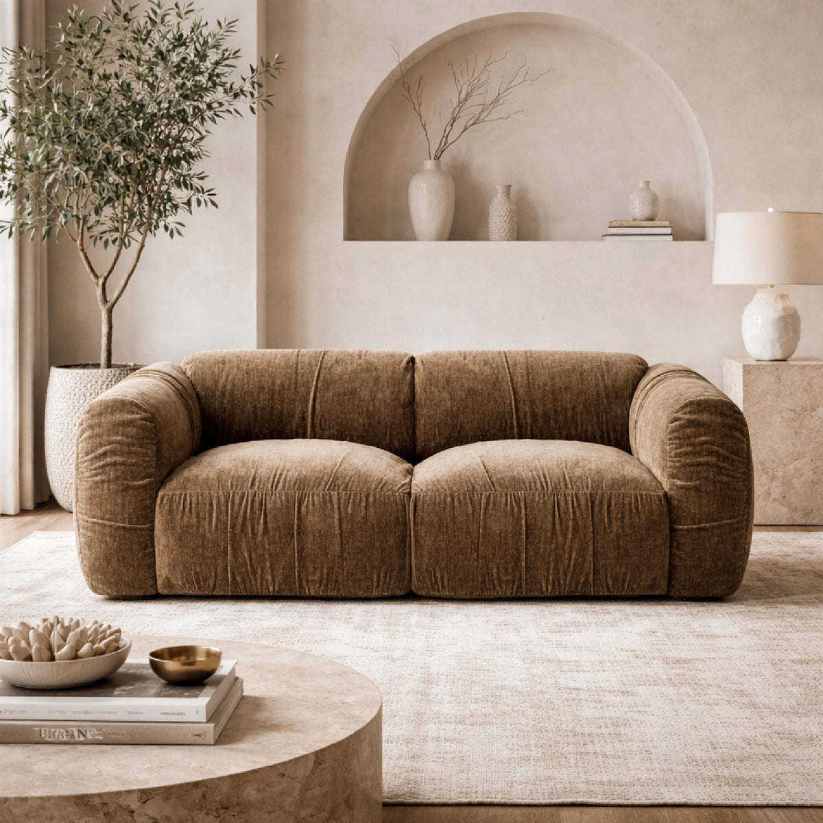 Tan Fabric Loveseat | OROA Modern Siegal | Oroa.com