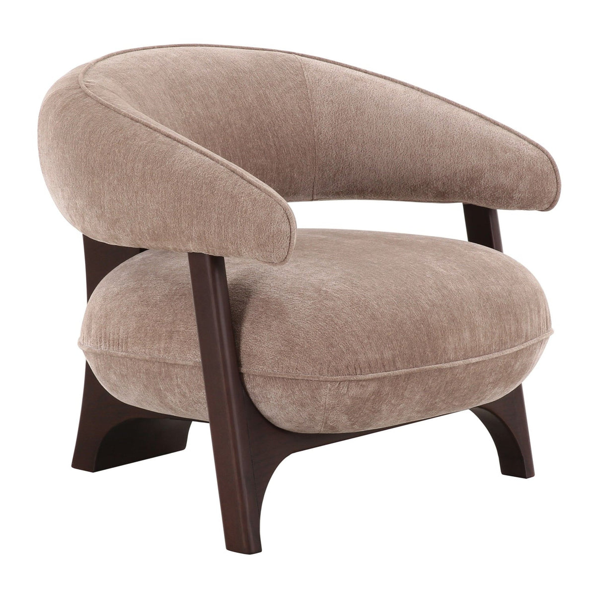 Tan Curved-Back Accent Chair | OROA Modern Kirby | Oroa.com