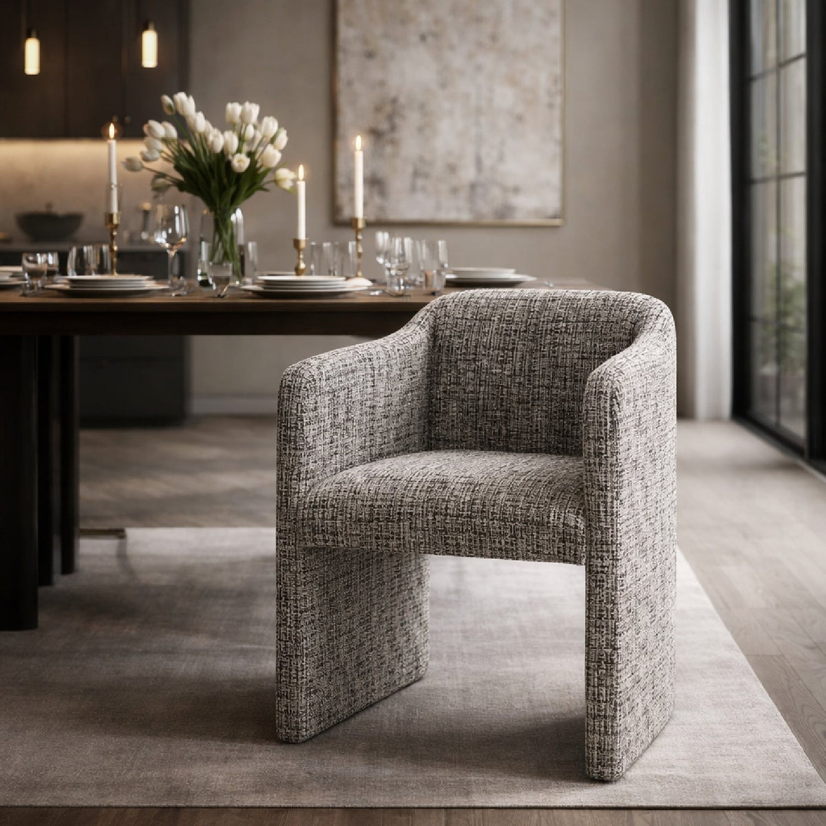 Beige/Black Varigated Dining Chair | OROA Modern Oldford | Oroa.com