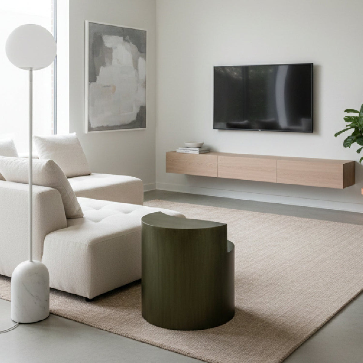 Gray Brass Tiered End Table | OROA Modern Avocet