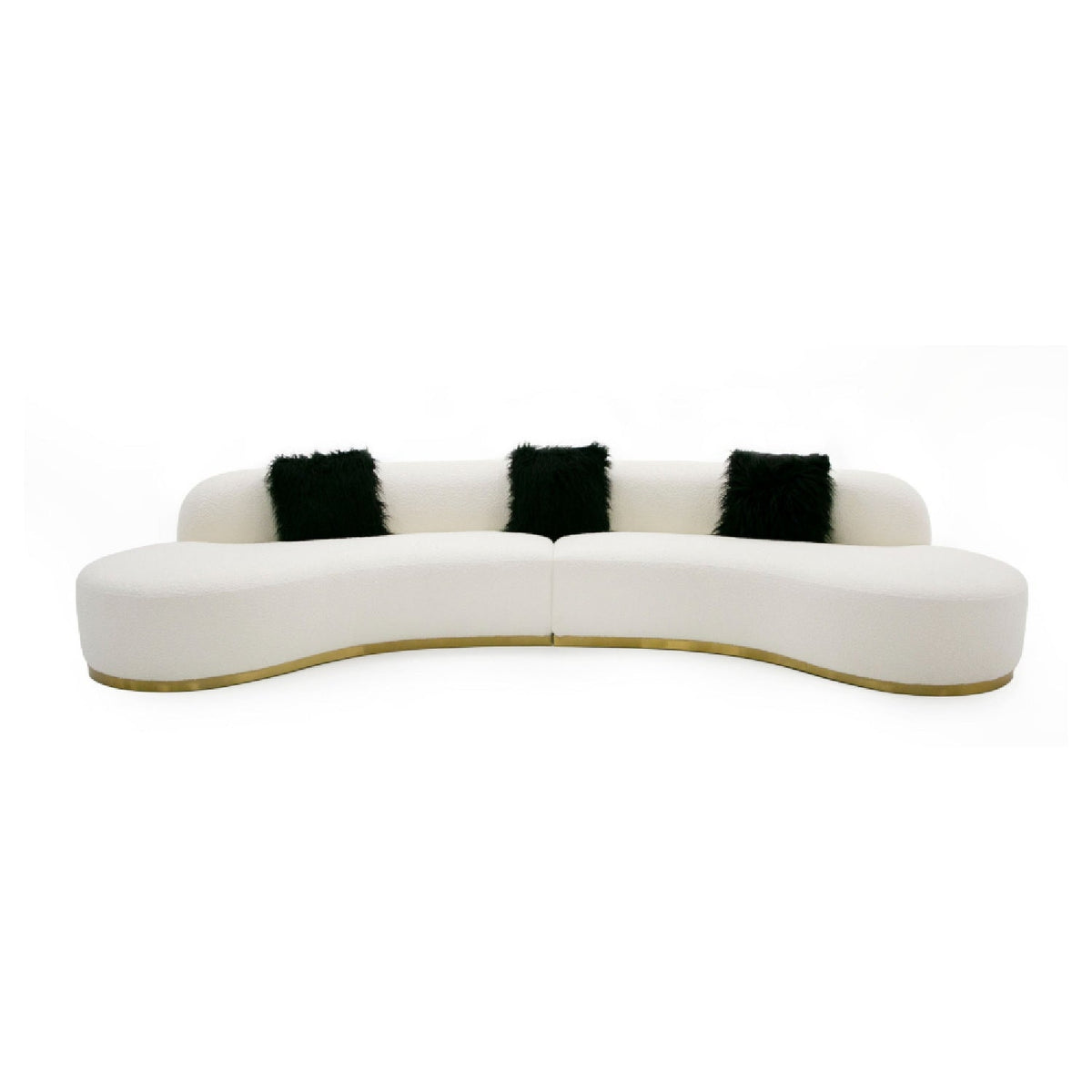 White Curved Sofa with Black Pillows | OROA Modern Frontier