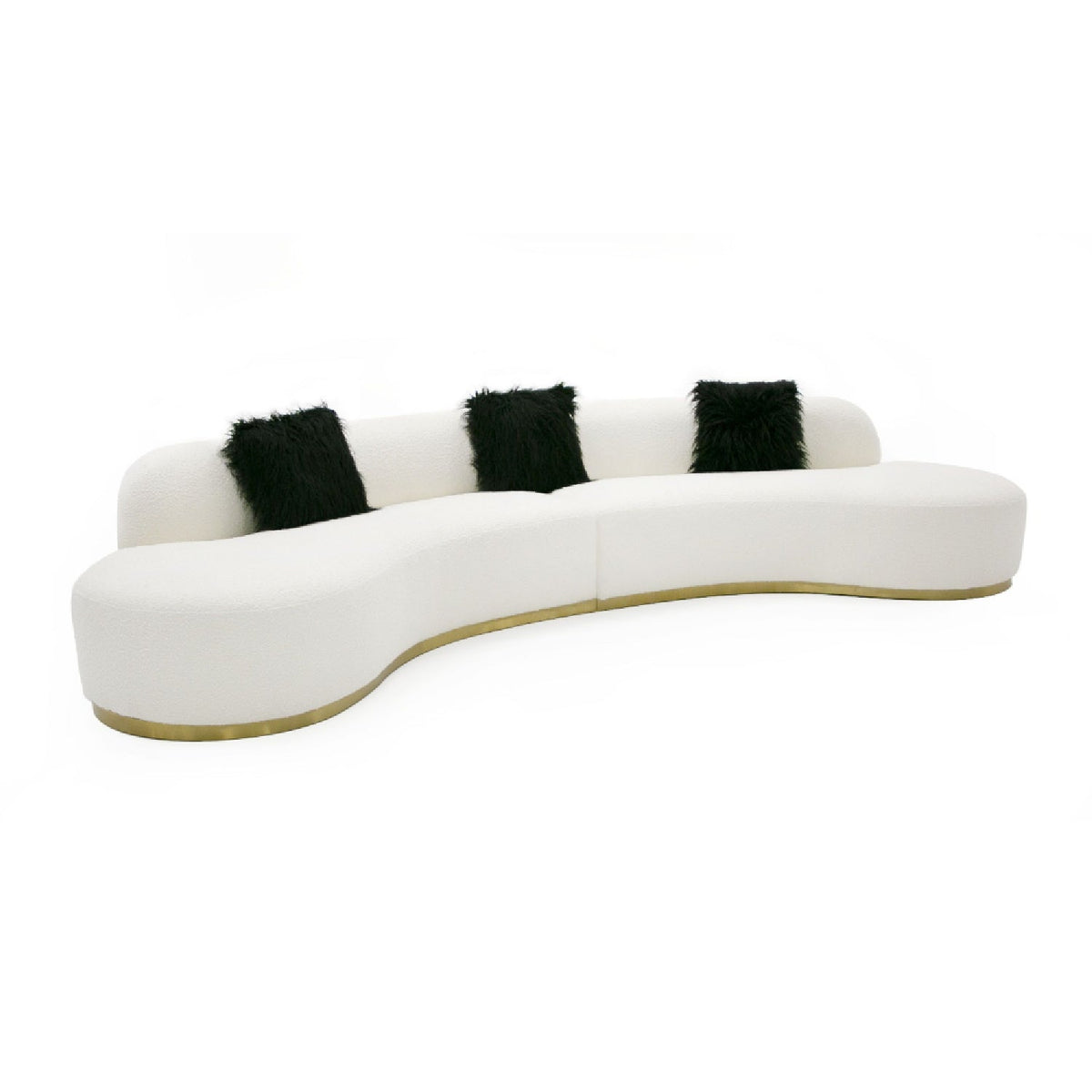 White Curved Sofa with Black Pillows | OROA Modern Frontier