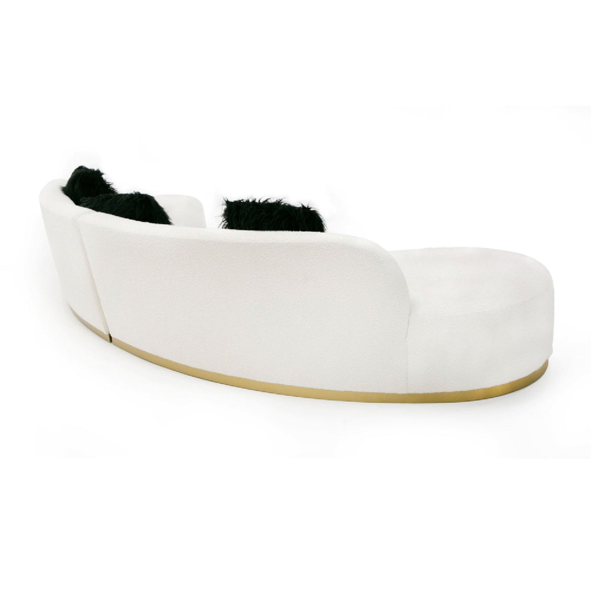 White Curved Sofa with Black Pillows | OROA Modern Frontier