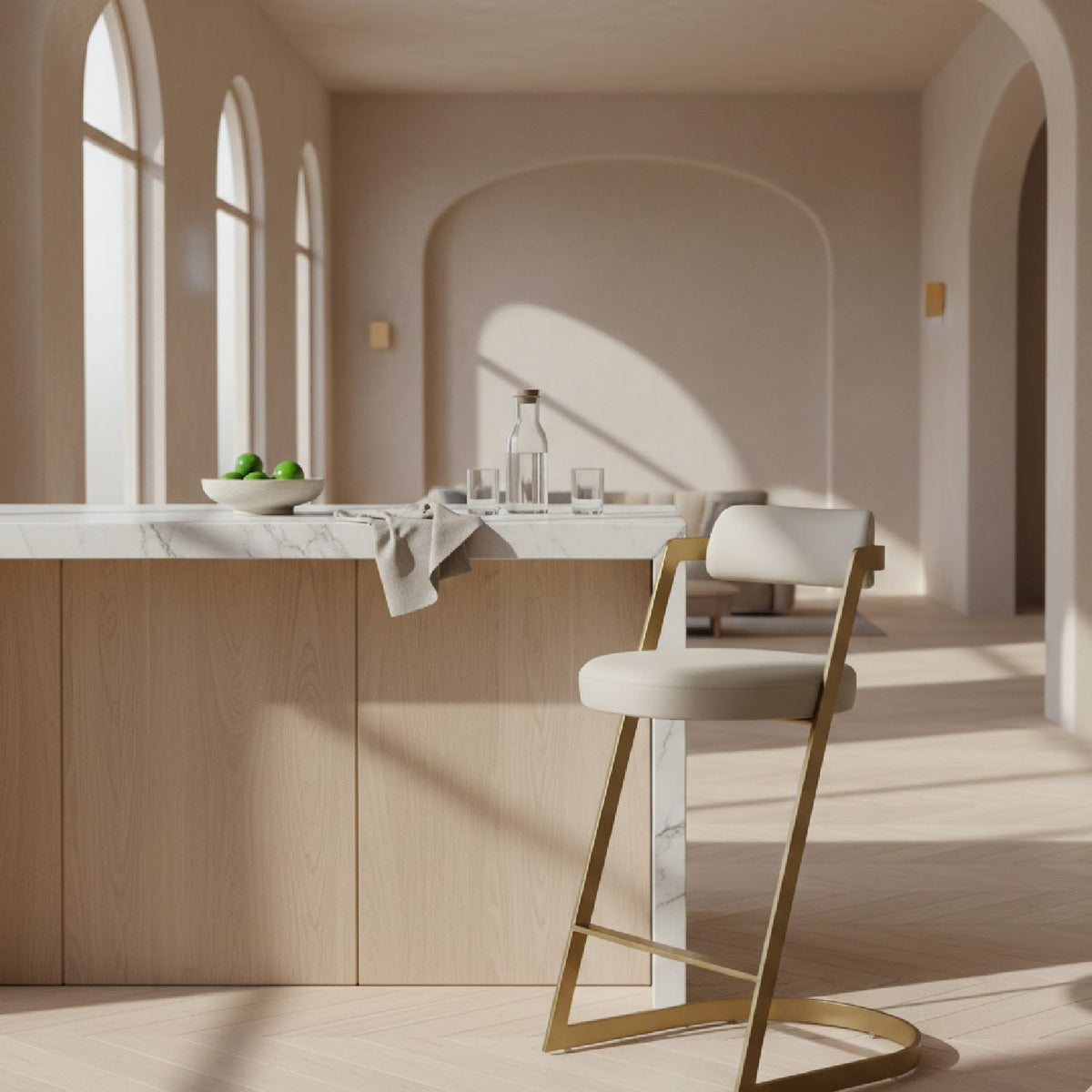 Gold Framed Cantilevered Counter Stool | OROA Modern Shandra
