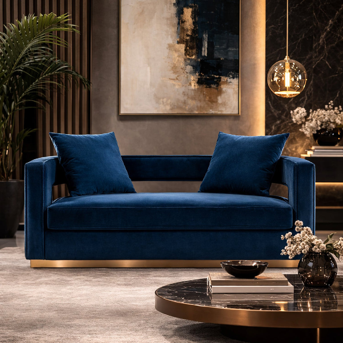 Blue Velvet Loveseat | OROA Modern Wells