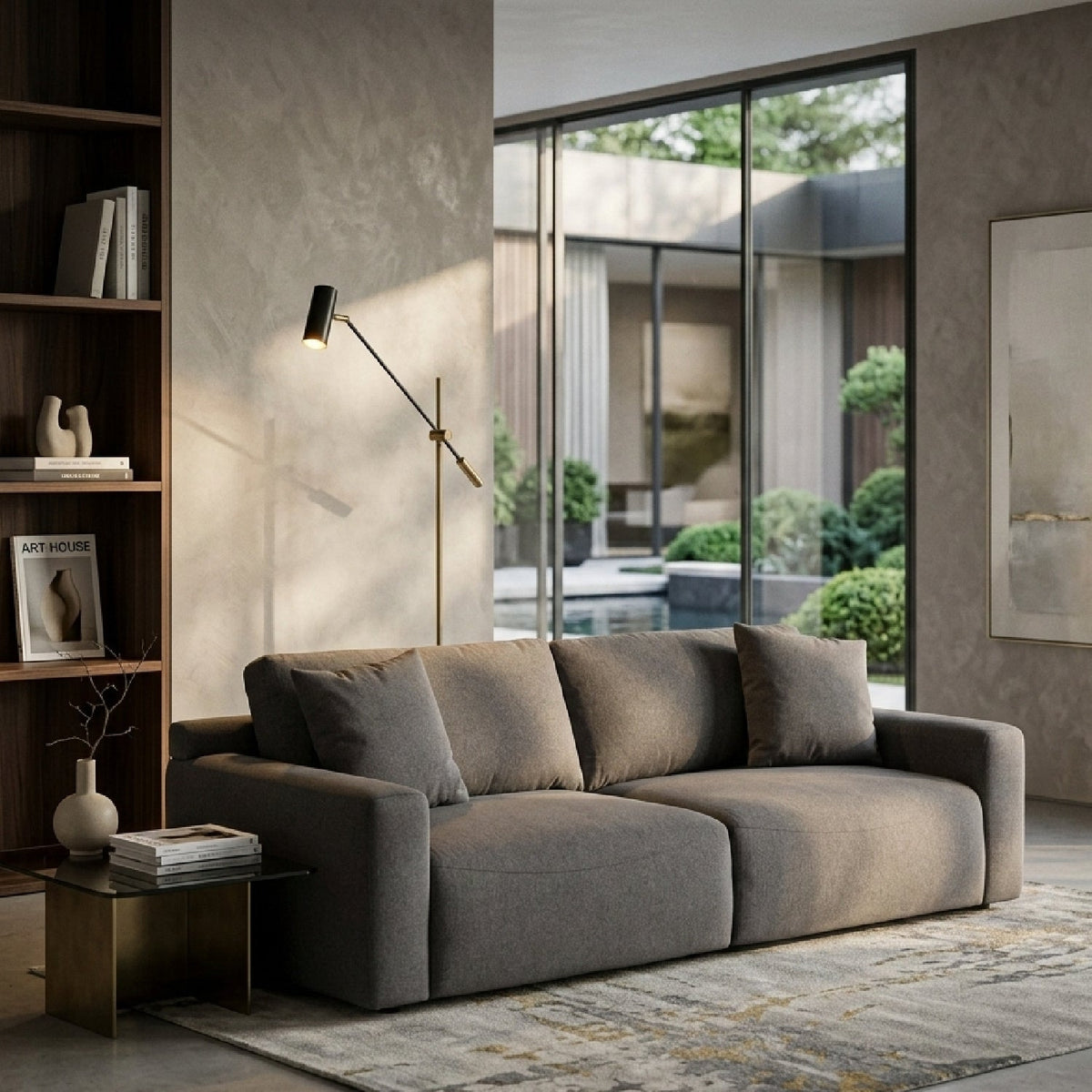 Gray Square-Armed Sofa | OROA Modern Gloria