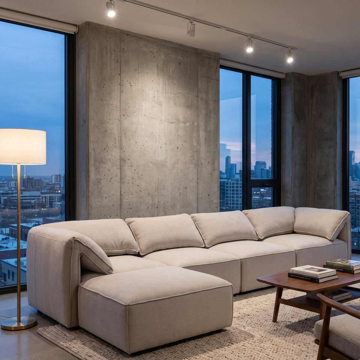 Gray Fabric Sectional Sofa | OROA Modern Gene