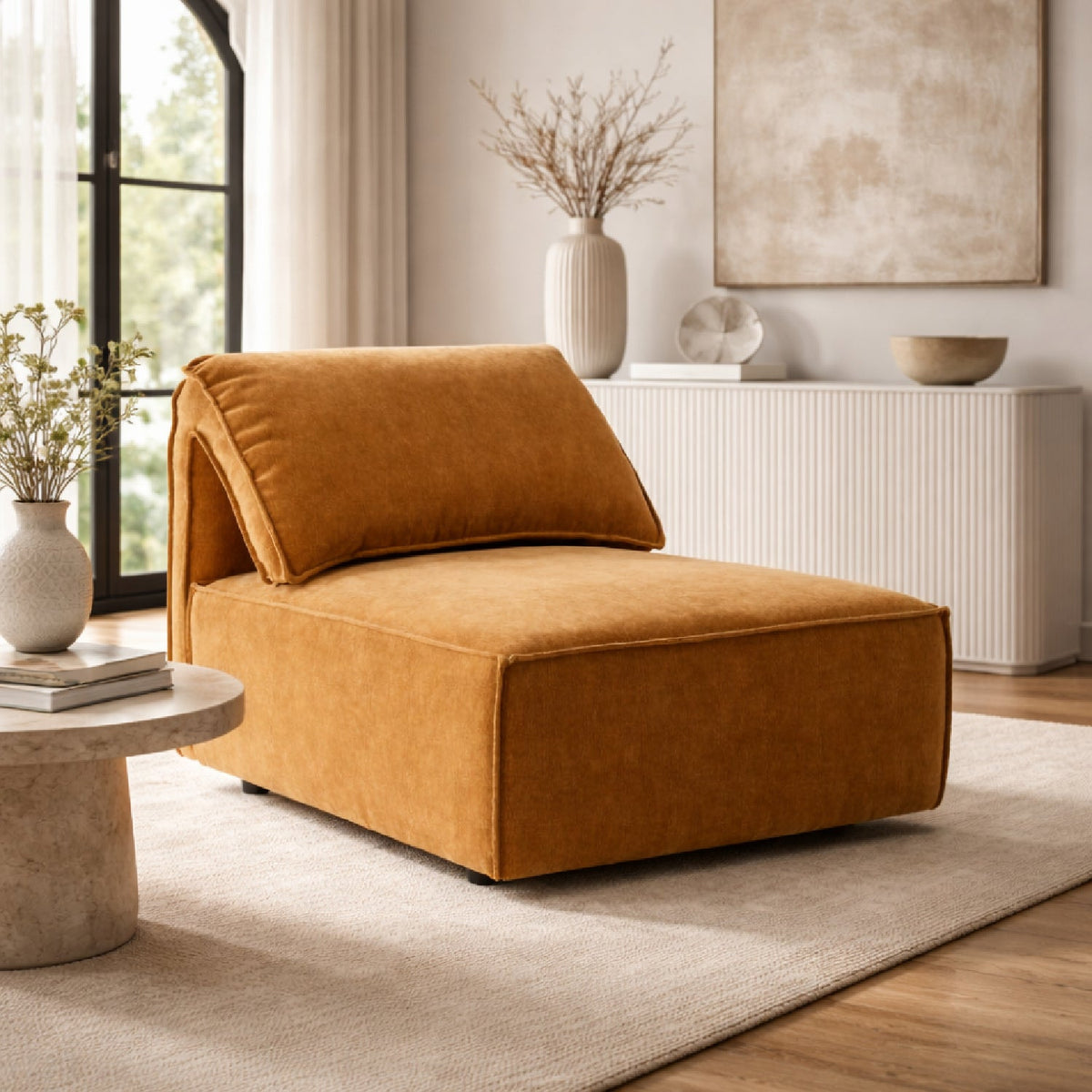 Orange Armless Sectional Sofa | OROA Modern Gene
