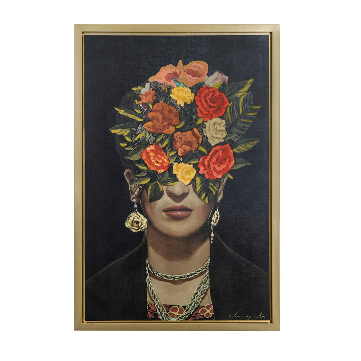Floral Female Portrait Painting 47" x 71" | OROA Modern Khalo
