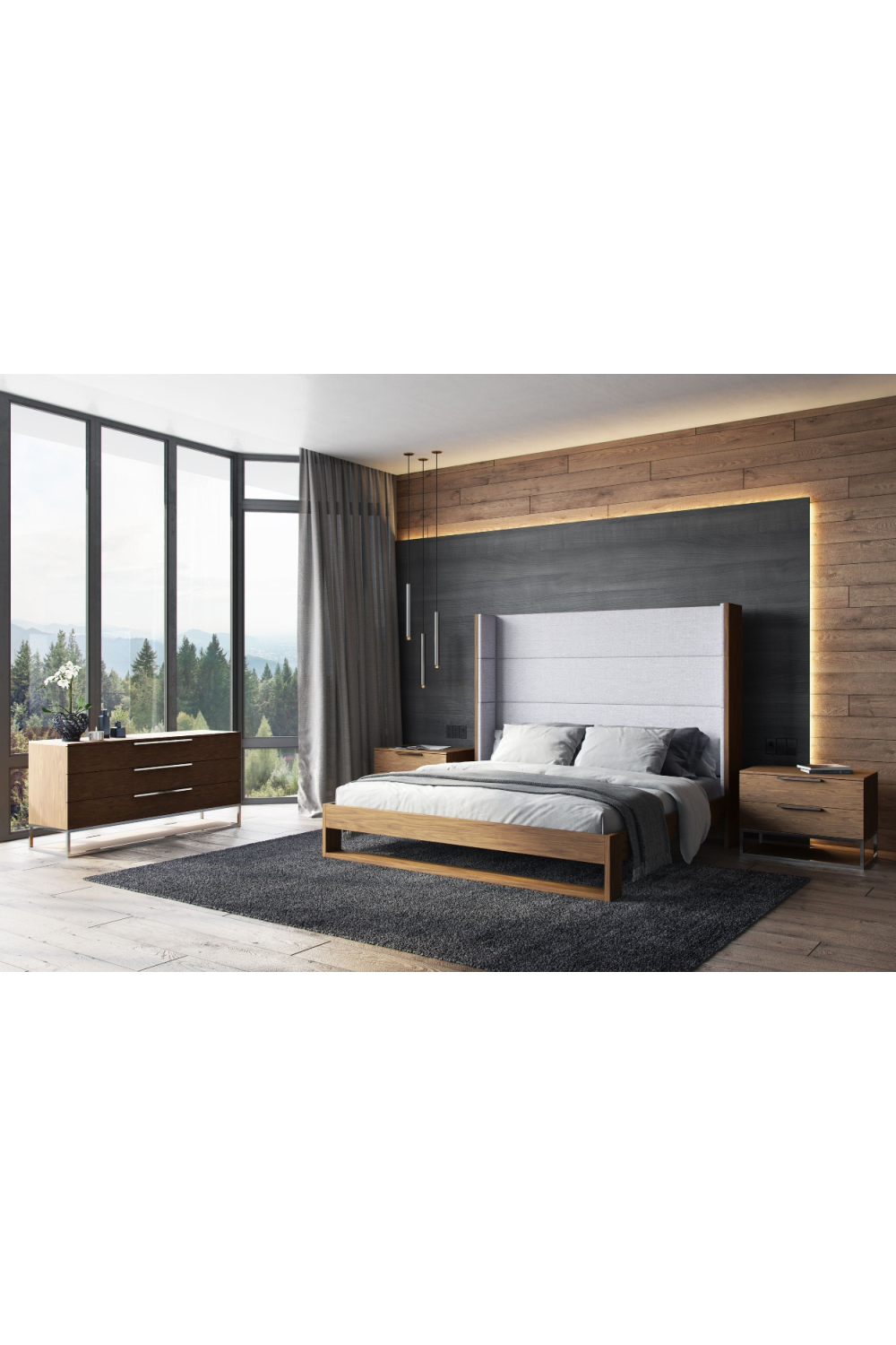 Gray Cotton Twill Bed | OROA Modern Helenora