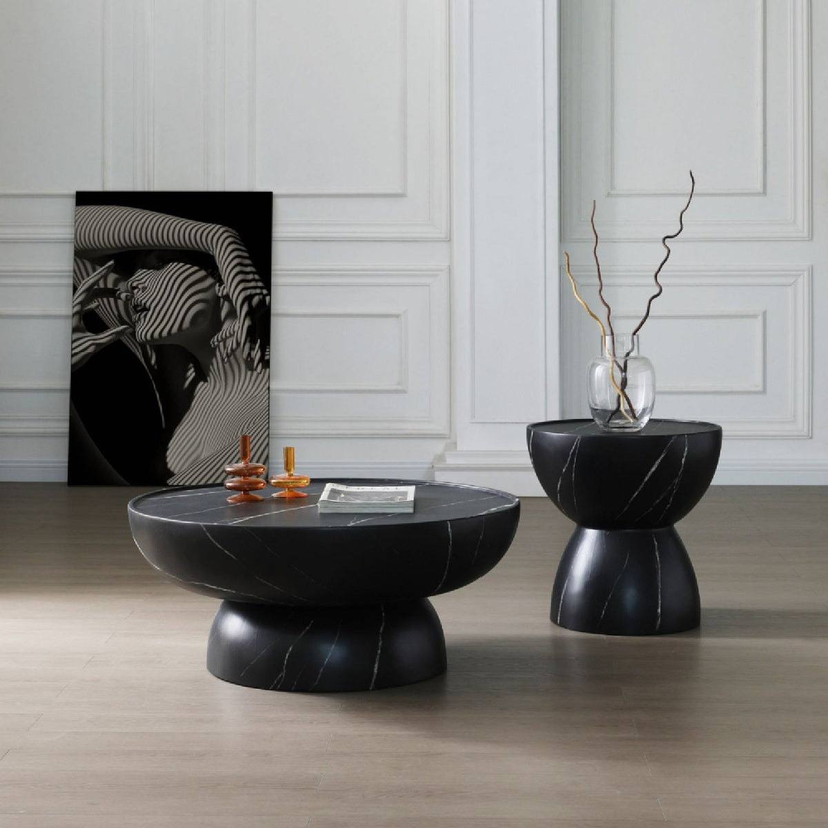 Black Fiberglass End Table | OROA Modern Akron