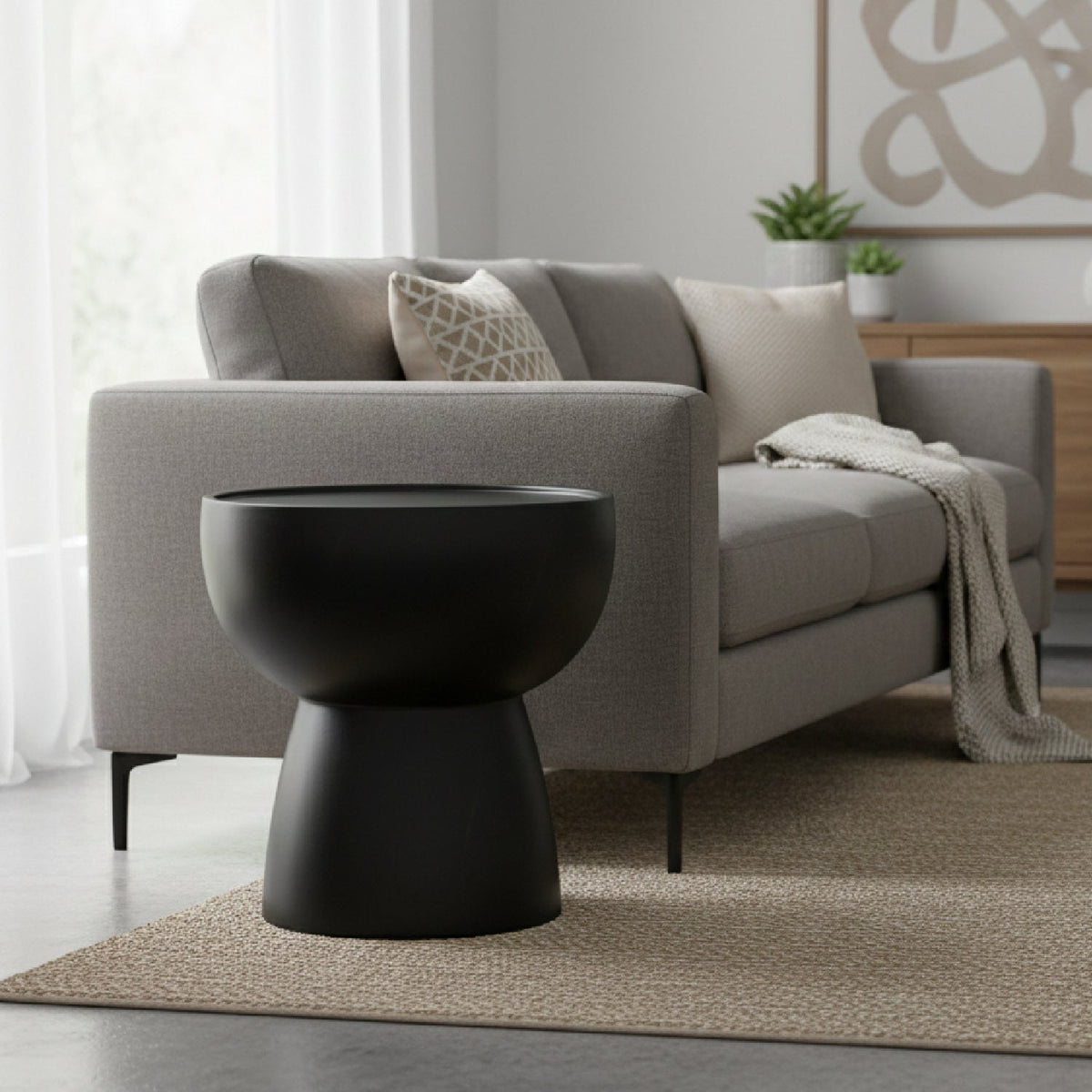 Black Fiberglass End Table | OROA Modern Akron