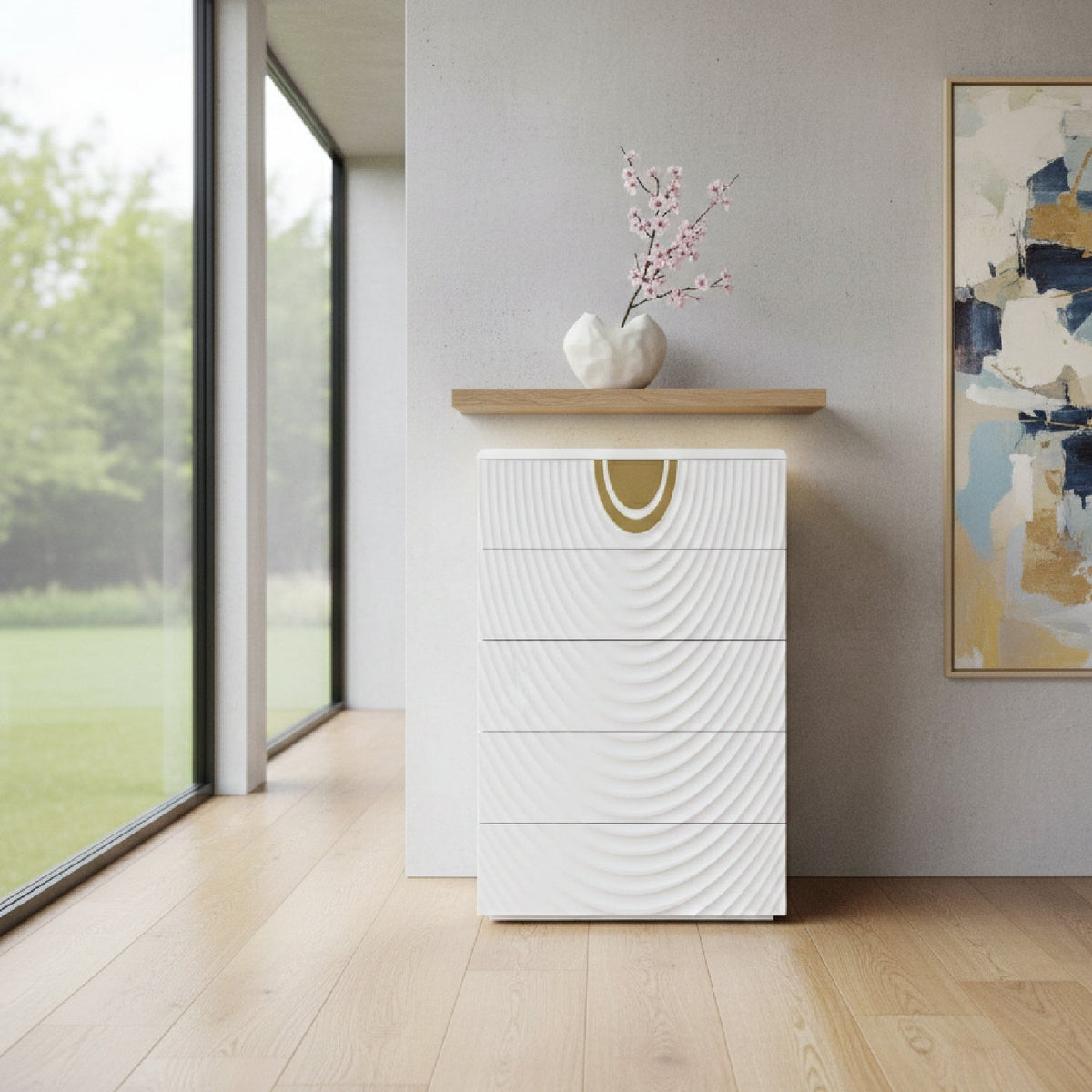 White 5-Drawer Chest | OROA Modern J1869 | Oroa.com