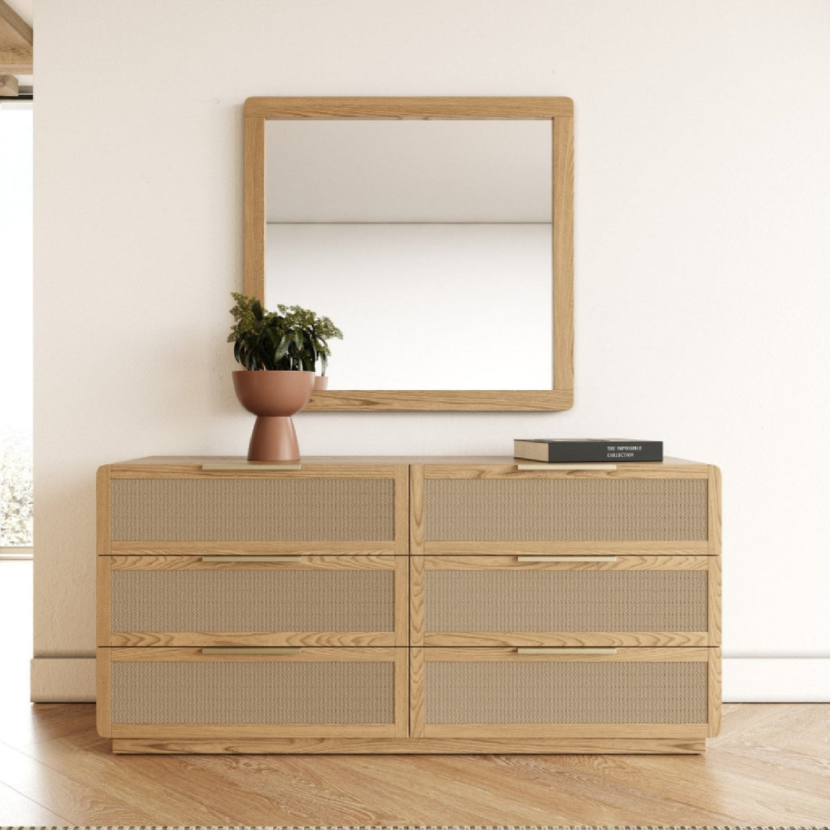 6-Drawer Rattan Dresser | OROA Modern Gavin