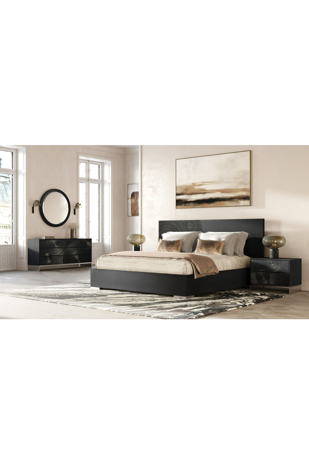 Matte Black Ash 2-Drawer Nightstand | OROA Modern Cirque | Oroa.com