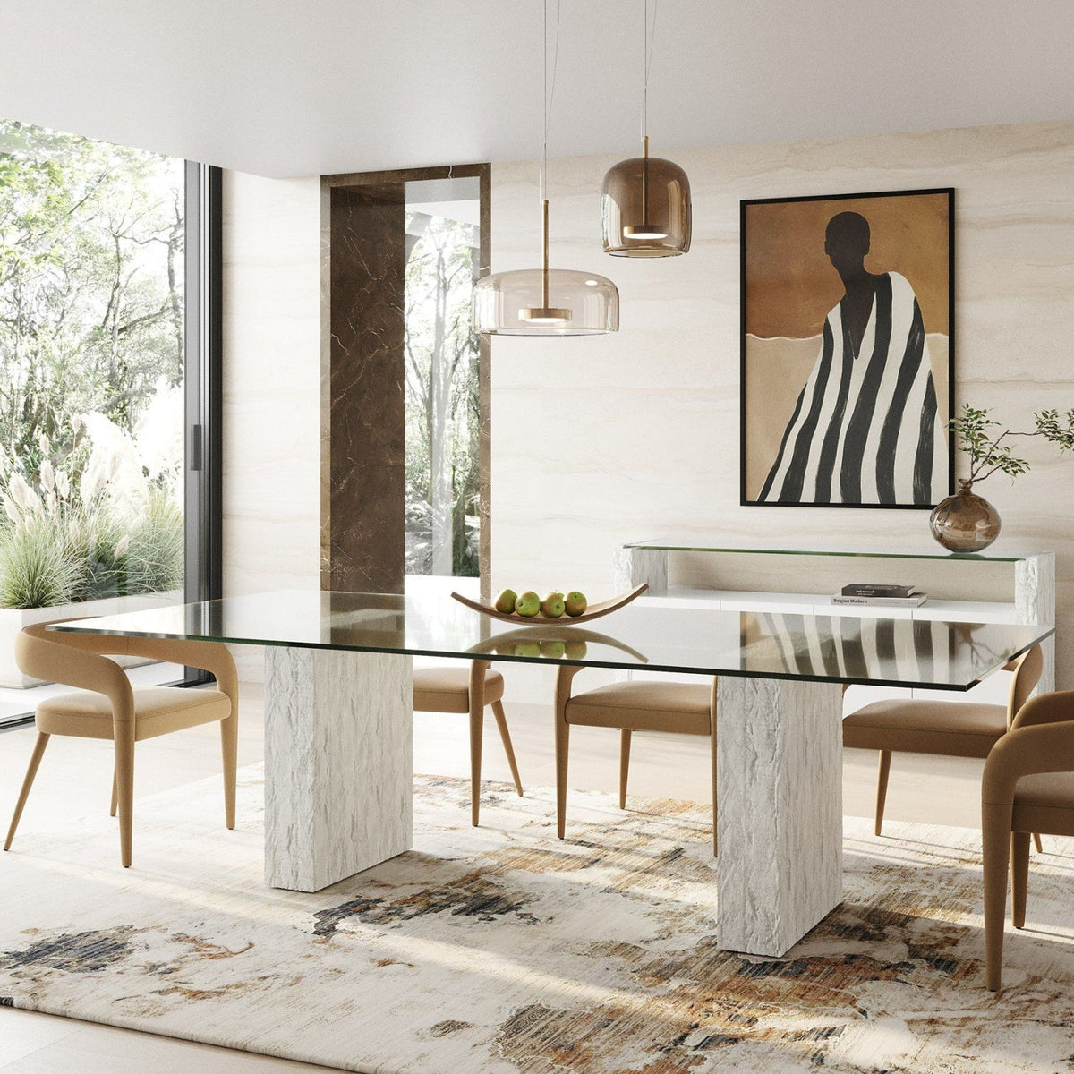 White Fiberglass Dining Table | OROA Modern Ashley