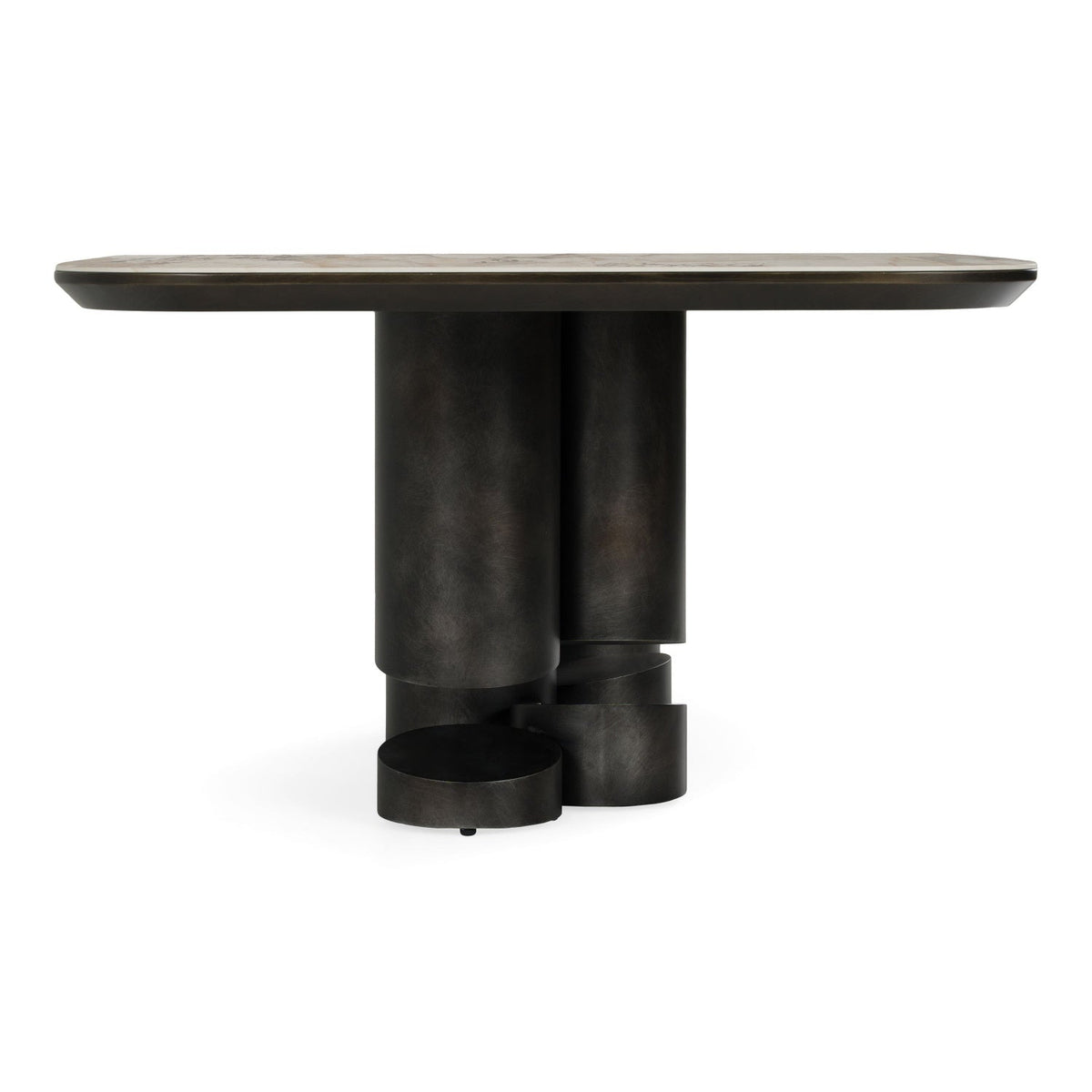 Modern European furniture - Gray Brass Oval Dining Table - www.oroa.com