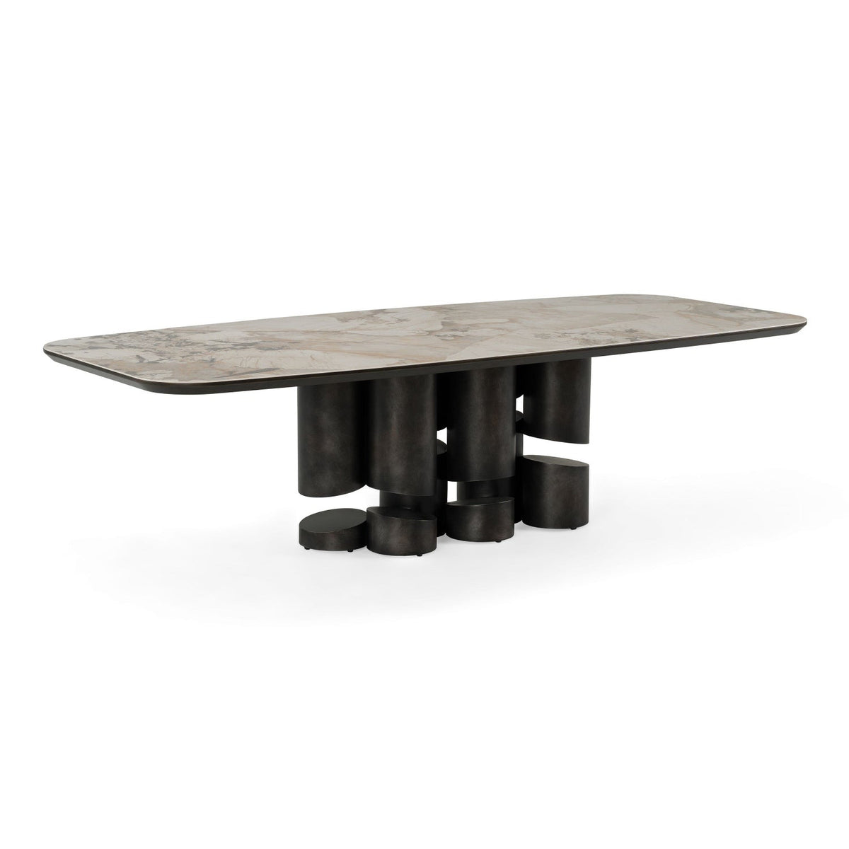 Modern European furniture - Gray Brass Oval Dining Table - www.oroa.com