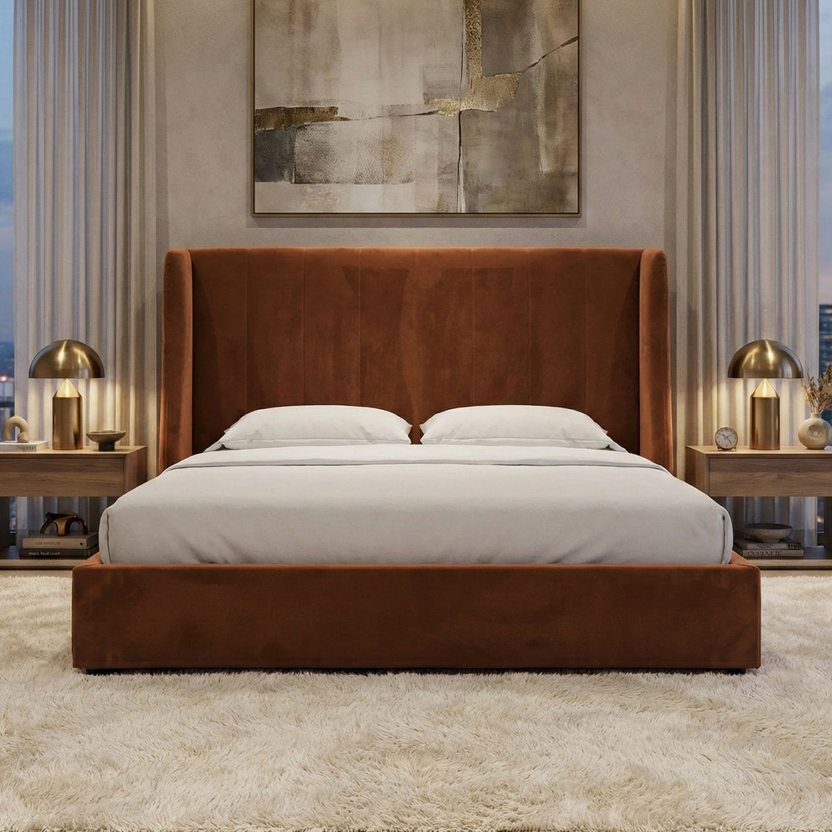 Orange Upholstered Bed | OROA Modern Roma | Oroa.com